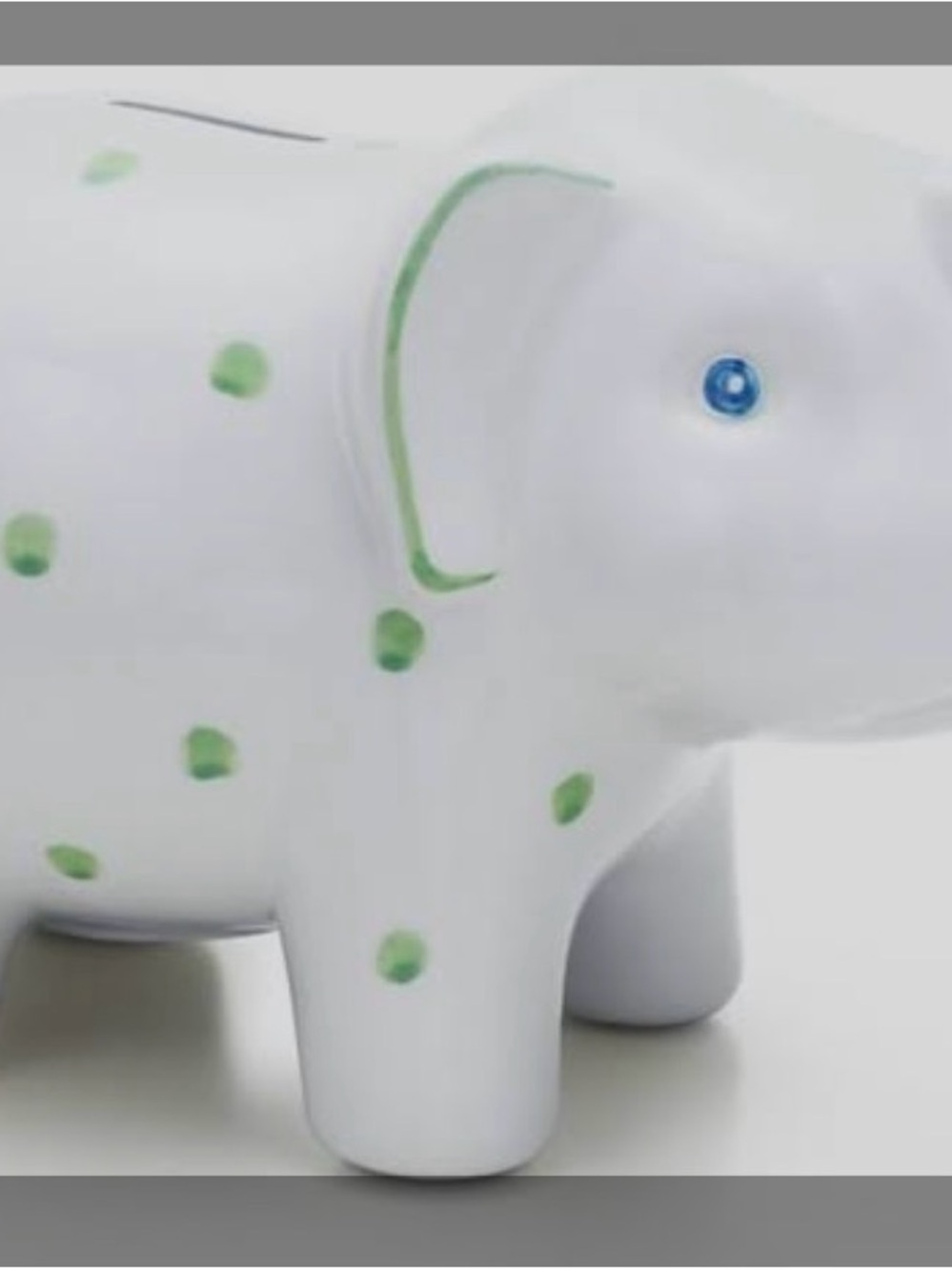 Vintage Tiffany & Co.  White Ceramic Elephant Figurine with Green Dots